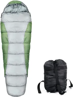Mummy Sleeping Bag,3 Season Backpacking Sleeping Bag for Adults,Lightweight Warm and Washable,Sleeping Bag for Kids Camping, Hiking, Traveling,with Portable Compression Bag,23080㎝-Green Super