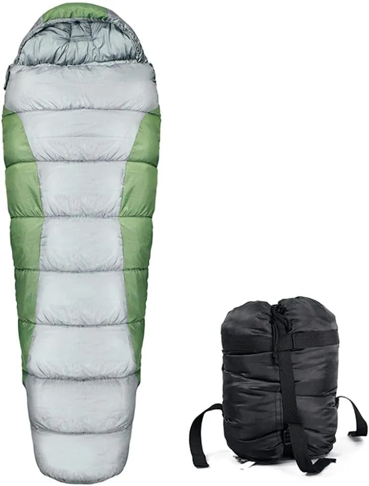 Mummy Sleeping Bag,3 Season Backpacking Sleeping Bag for Adults,Lightweight Warm and Washable,Sleeping Bag for Kids Camping, Hiking, Traveling,with Portable Compression Bag,23080㎝-Green Super