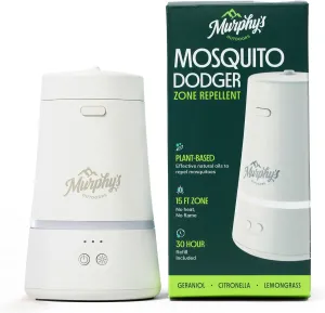 Murphy's Naturals Mosquito Dodger Zone Repellent, Outdoor Mosquito Spray, Essential Oils, 15-Foot Zone, Repels for 30 Hours, Refill Included