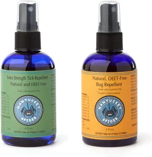 Nantucket Spider 2 Pack | 4 oz Extra Strength Natural Tick Repellent and 4 oz The Original Bug Repellent for People | Travel Size | Made in The USA