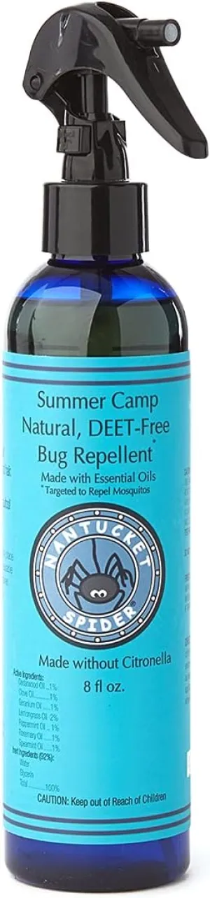 Nantucket Spider Summer Camp Insect Repellent - 8oz | Deet Free, Natural Mosquito Repellent for Kids | Made in The USA from 100% Organic Essential Oils | Repels Mosquitos, Flies, and No See Ums