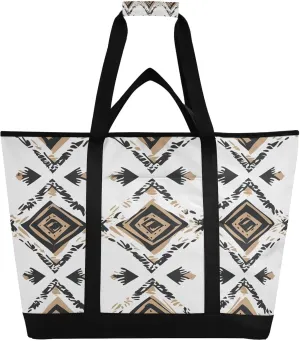 Native American Tapestry Patterns Reusable Insulated Lunchbox Cooler Bag, Leakproof Kitchen Grocery Bag Collapsible Portable Cooler Tote Bag for Picnic, Camping, Office, Travel