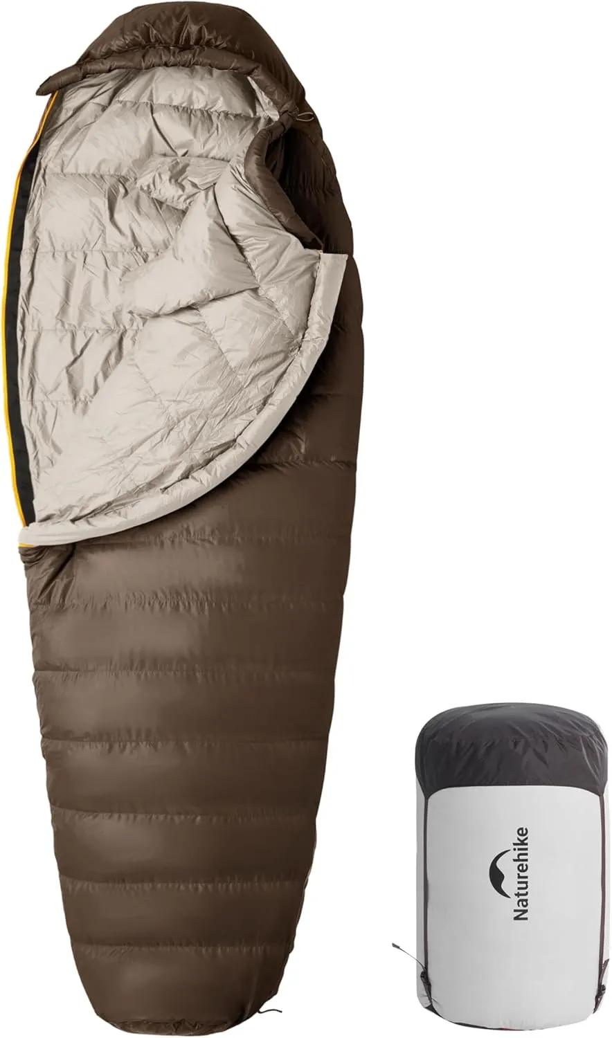 Naturehike 0 Degree Down Mummy Sleeping Bag for Adults, 650FP Cold Weather Backpacking Sleeping Bag with RDS Down, 12.5-38.8℉ Sleeping Bags for Camping, Hiking, 2025 Model