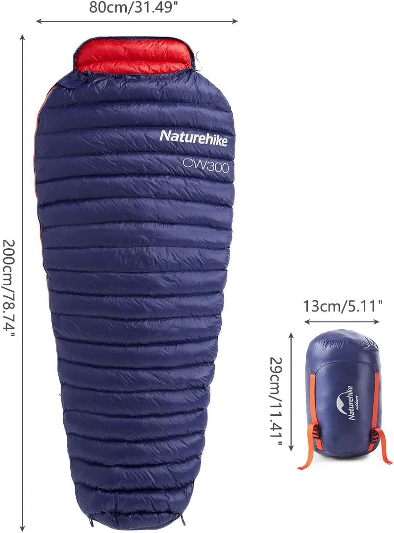 Naturehike 0 Degree Mummy Goose Down Sleeping Bag, Compact Ultralight Sleeping Bag for Adults Cold Weather