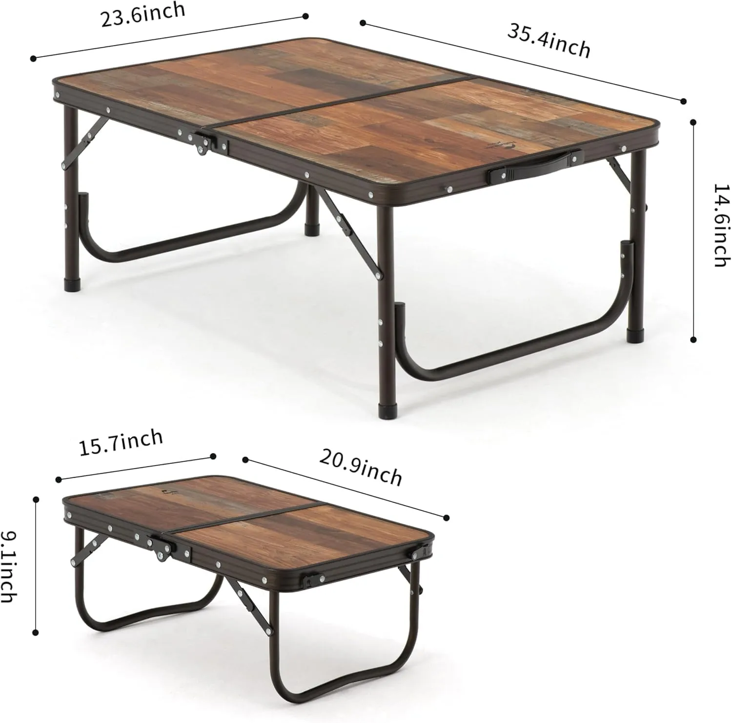 Naturehike Camping Folding Table Beach, Large Portable Camping Side Tables with Adjustable Legs, Tent Table Folding Camp Table with Carry Bag for Outdoor Camping, Cooking, BBQ, Travel - Retro