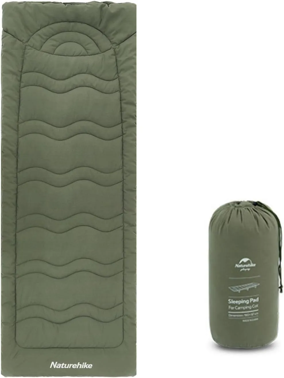 Naturehike Cot Mattress Pad, Sleeping Cot Pads, Comfortable Lightweight Cot Mat, Cotton Soft Warm Thick Camping Cot Pad, for Outdoor & Hiking, Snap Fasteners on The Bottom, with Storage Bag