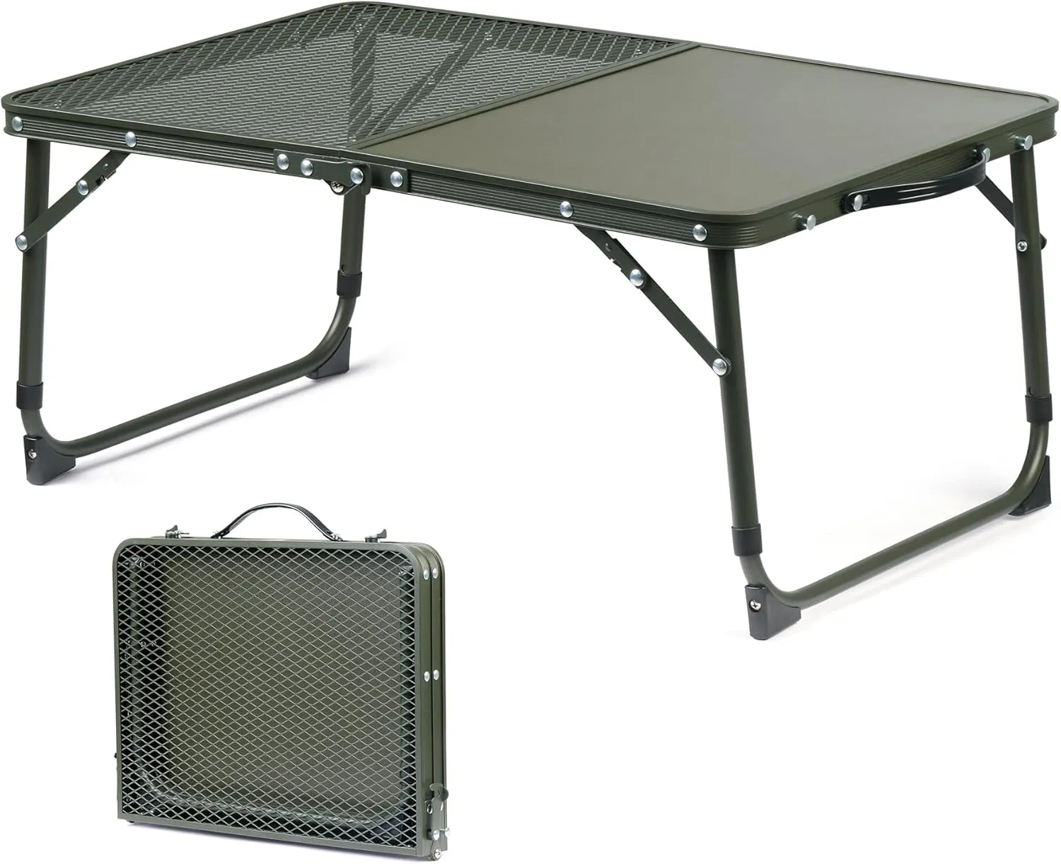 Naturehike Folding Camping Table with Mesh Desktop, Adjustable Aluminum Portable Grill Table with Carry Handle for Outdoor, Picnic, RV Travel, Beach, Backyard, BBQ
