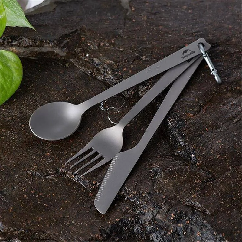 Naturehike Lightweight Titanium 3 in 1 Outdoor Camping Cutlery