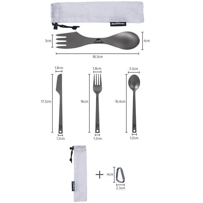 Naturehike Lightweight Titanium 3 in 1 Outdoor Camping Cutlery