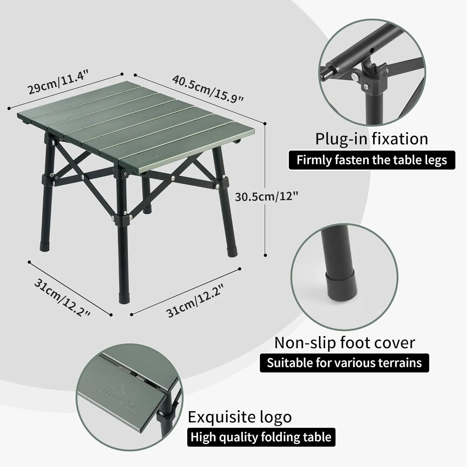 Naturehike Portable Camping Table, Aluminium Folding Table, Ultralight Camp Table Small Table for Camping Hiking Backpacking Outdoor Picnic