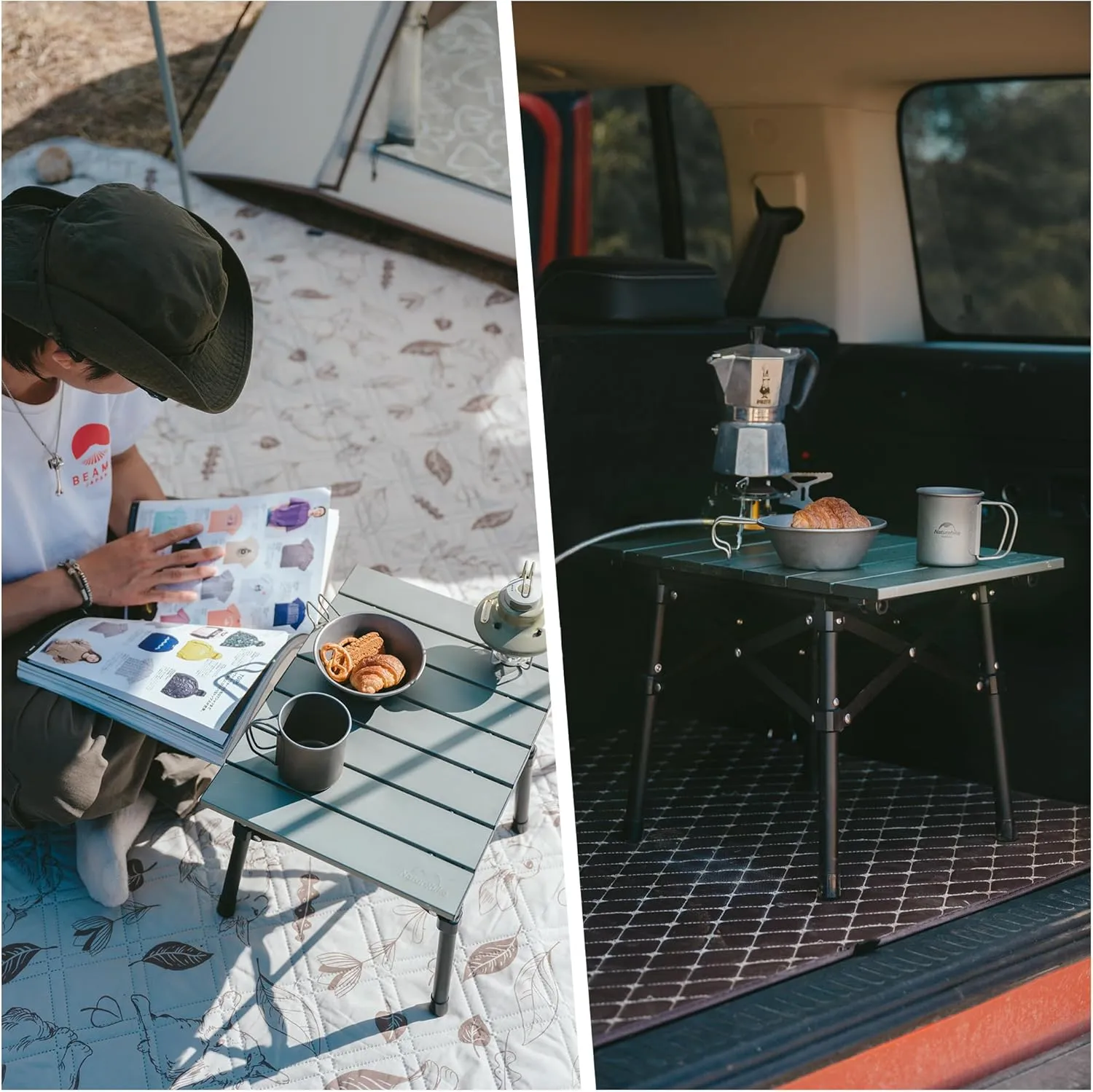 Naturehike Portable Camping Table, Aluminium Folding Table, Ultralight Camp Table Small Table for Camping Hiking Backpacking Outdoor Picnic
