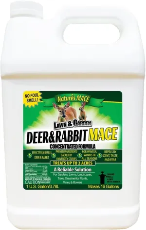 Nature’s MACE Deer & Rabbit Repellent 1 Gallon Concentrate, Deer Deterrent Spray for Plants, Lawns, Flowers, & Gardens, All-Season Protection, Protect Plants Fast