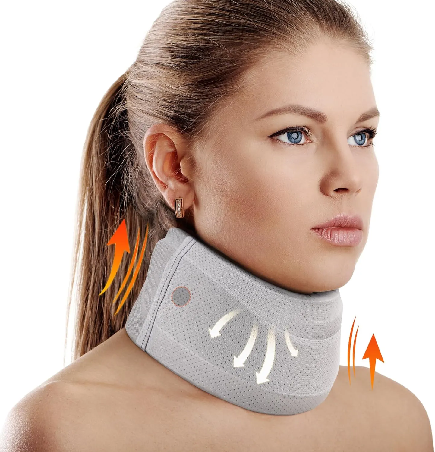 Neck Brace for Neck Pain and Support, Soft Neck Support Relieves Pain & Pressure in Spine for Women & Men, Wrap Align Stabilize Vertebrae Foam Cervical Collar for Sleeping (Grey, S, 3" Depth Collar)