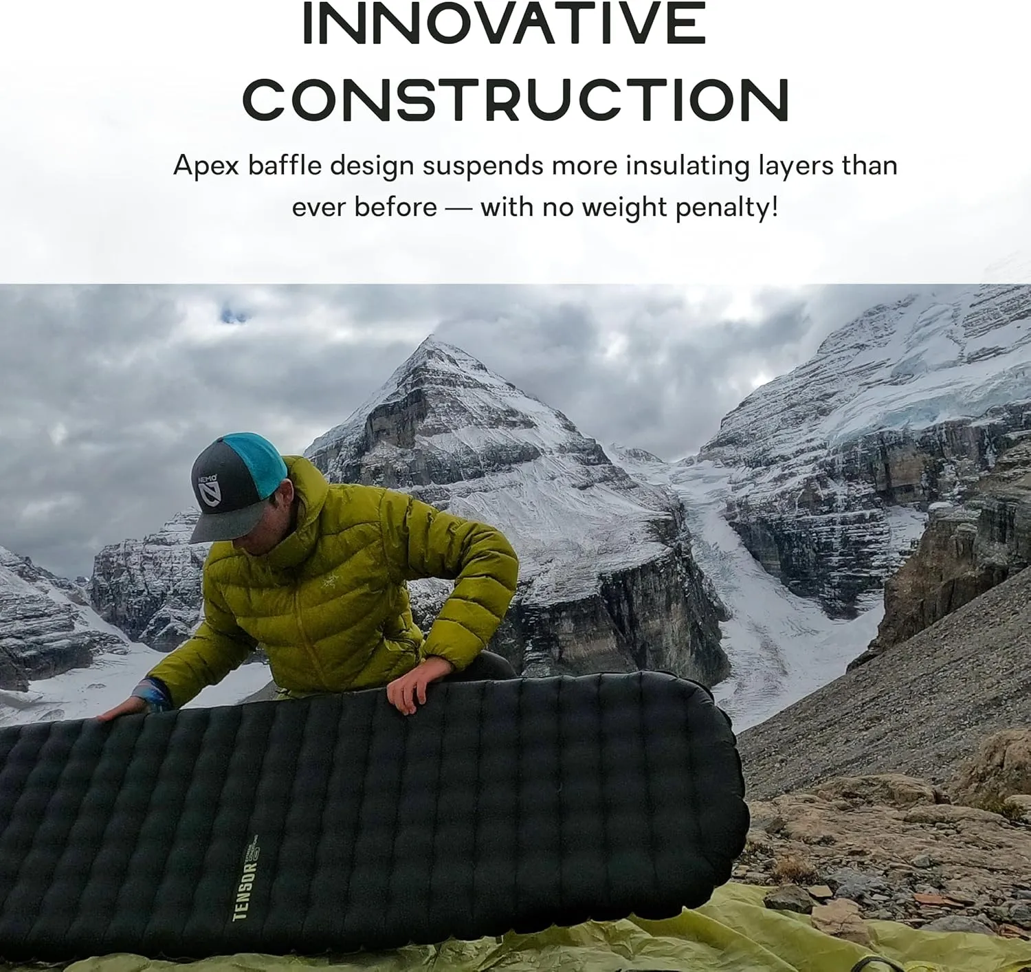 NEMO Equipment Tensor Extreme Conditions Sleeping Pad - Regular Wide (72"x25") - Black/Birch Bud/Citron