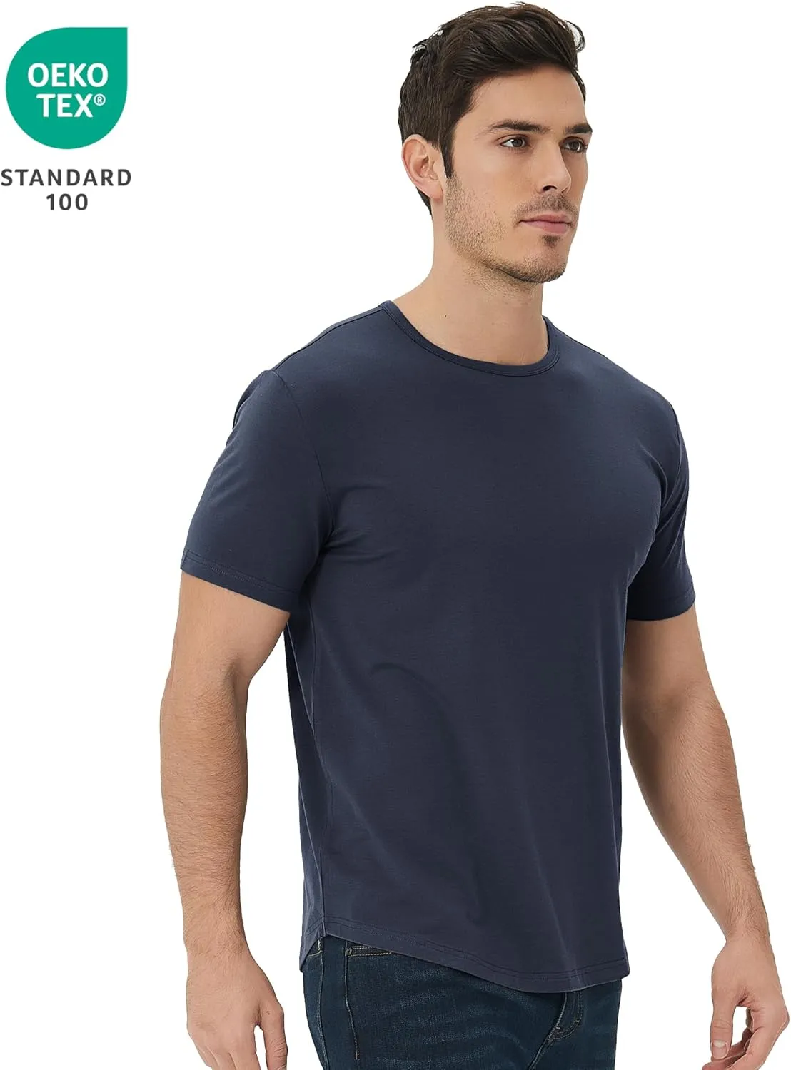 netdraw Men's Ultra Soft Bamboo Viscose T-Shirt Curve Hem Lightweight Cooling Short/Long Sleeve Casual Basic Tee Shirt