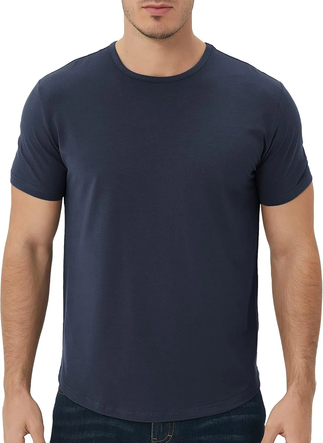 netdraw Men's Ultra Soft Bamboo Viscose T-Shirt Curve Hem Lightweight Cooling Short/Long Sleeve Casual Basic Tee Shirt