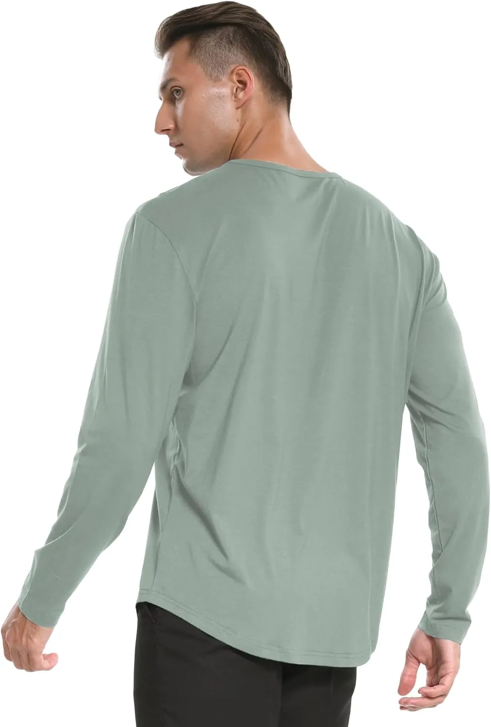 netdraw Men's Ultra Soft Bamboo Viscose T-Shirt Curve Hem Lightweight Cooling Short/Long Sleeve Casual Basic Tee Shirt