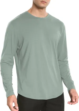 netdraw Men's Ultra Soft Bamboo Viscose T-Shirt Curve Hem Lightweight Cooling Short/Long Sleeve Casual Basic Tee Shirt