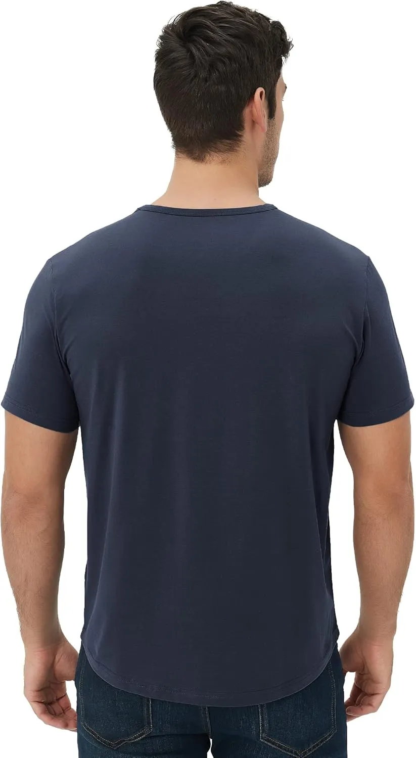 netdraw Men's Ultra Soft Bamboo Viscose T-Shirt Curve Hem Lightweight Cooling Short/Long Sleeve Casual Basic Tee Shirt