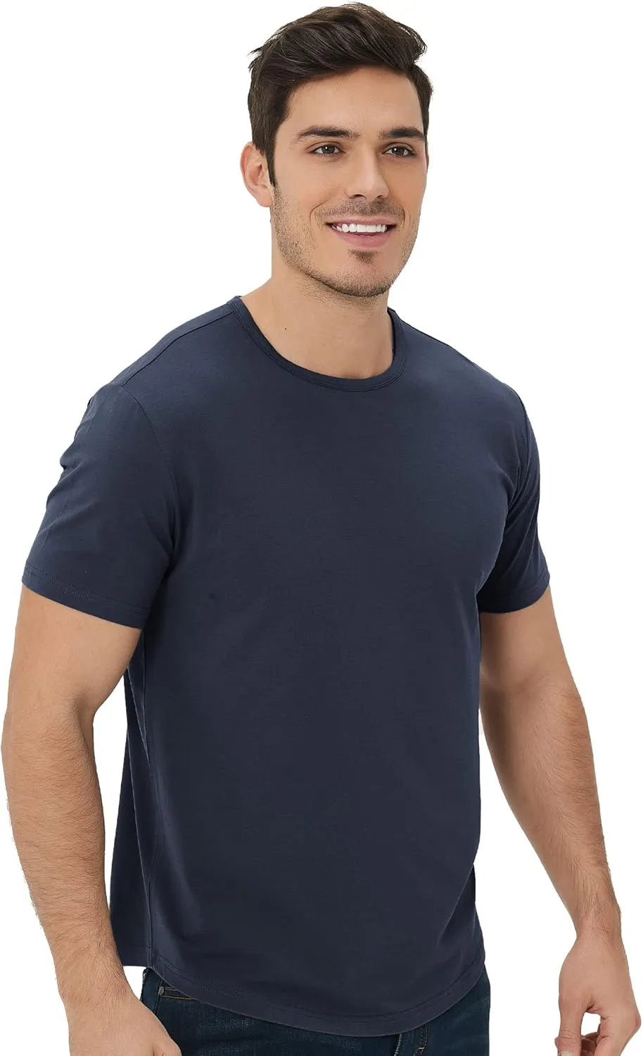 netdraw Men's Ultra Soft Bamboo Viscose T-Shirt Curve Hem Lightweight Cooling Short/Long Sleeve Casual Basic Tee Shirt