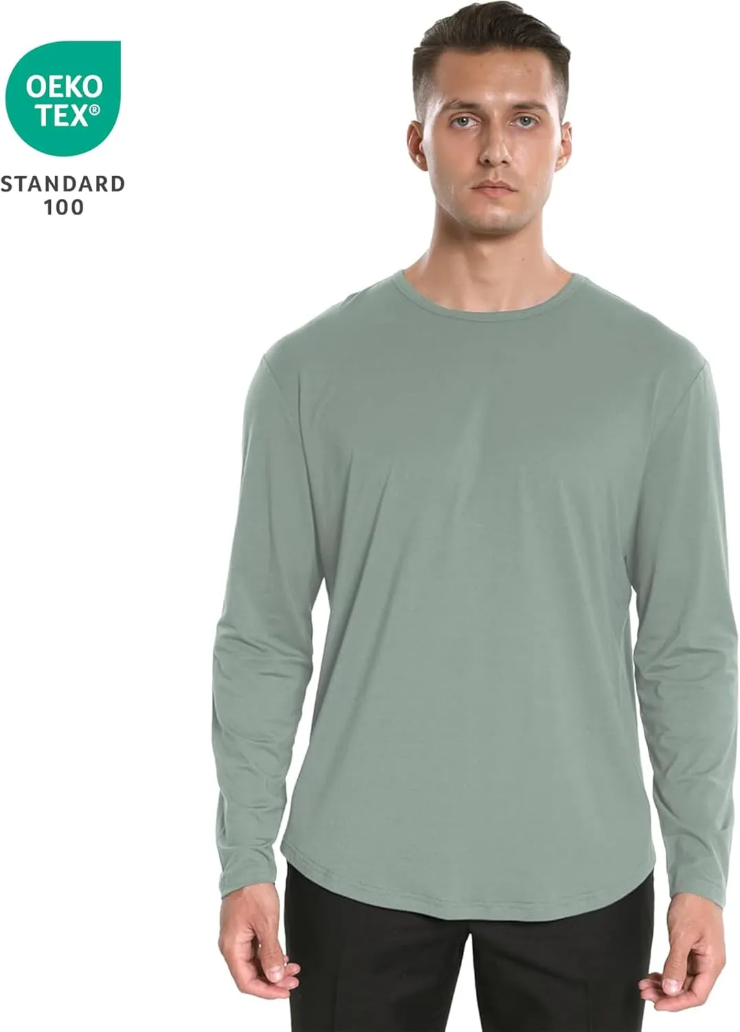 netdraw Men's Ultra Soft Bamboo Viscose T-Shirt Curve Hem Lightweight Cooling Short/Long Sleeve Casual Basic Tee Shirt