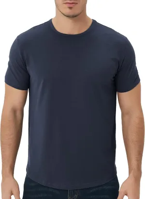 netdraw Men's Ultra Soft Bamboo Viscose T-Shirt Curve Hem Lightweight Cooling Short/Long Sleeve Casual Basic Tee Shirt