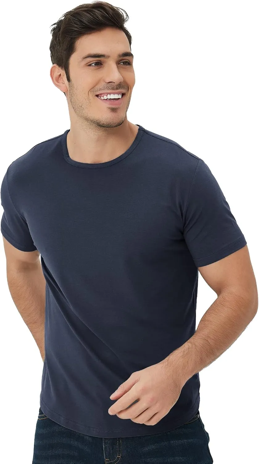 netdraw Men's Ultra Soft Bamboo Viscose T-Shirt Curve Hem Lightweight Cooling Short/Long Sleeve Casual Basic Tee Shirt