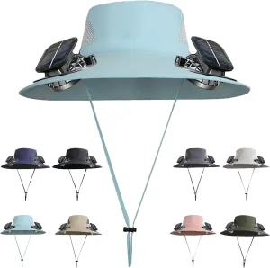 New Colitt Fishing Hat with Built in Fan for Men Women, Wide Brim Solar Fan Hat Outdoor Fishing, UPF 50  Powered Fan Hat
