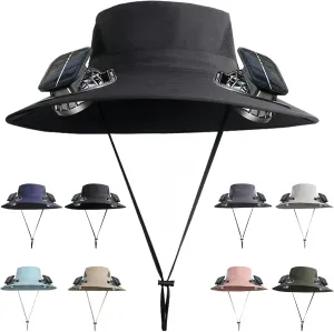 New Colitt Fishing Hat with Built in Fan for Men Women, Wide Brim Solar Fan Hat Outdoor Fishing, UPF 50  Powered Fan Hat