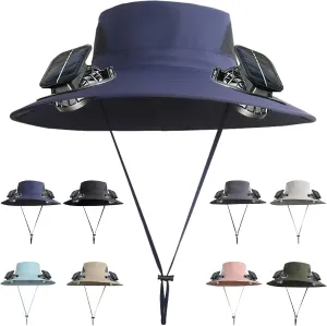 New Colitt Fishing Hat with Built in Fan for Men Women, Wide Brim Solar Fan Hat Outdoor Fishing, UPF 50  Powered Fan Hat