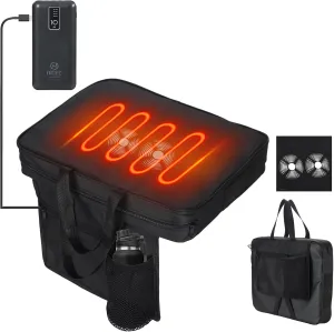 Nice C Heated Seat Cushion, Heated Stadium Seat, Heated Seat, Heated Massage Bleacher Cushion with Carry Handle, Cup Holder for Stadium, Bleachers, Camping (1-Pack)