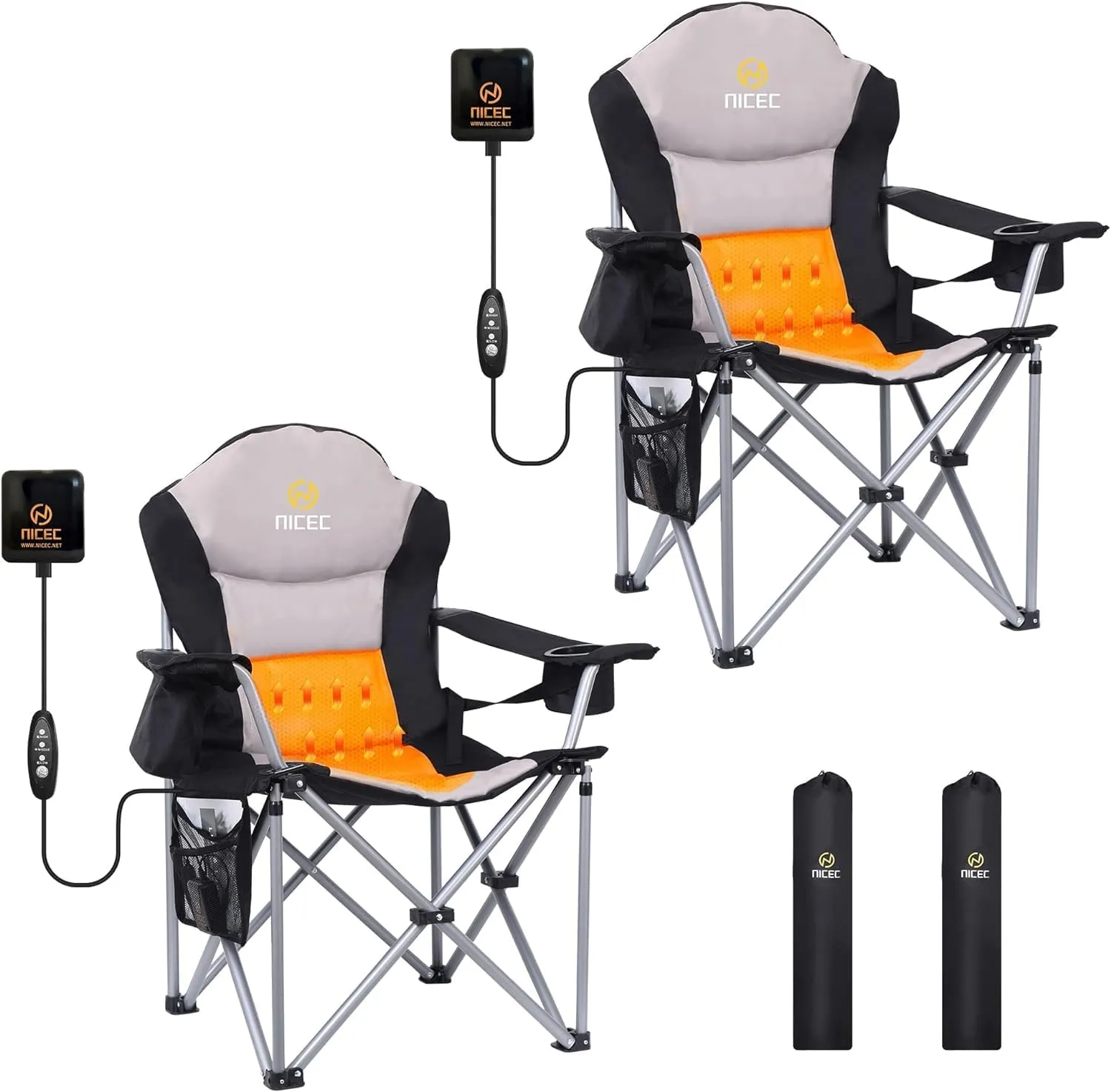 Nice C Square Table for Grill, Folding Table  2 Pack Outdoor Heated Chair, Heated Camping Chair