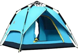 NIEH Camping Tent Shelter Outdoor Tents 3-4 People Camping Automatic Double Camping Tents Painted Silver Plaid Waterproof Sunscreen Portable Family Travel Tents for Outdoor