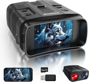 Night Vision Goggles with Full Color 4K Resolution & 10X Zoom, WiFi Screen Mirroring, 48MP and 3" HD Screen, Fast Charging & Infrared for Camping Hunting Security