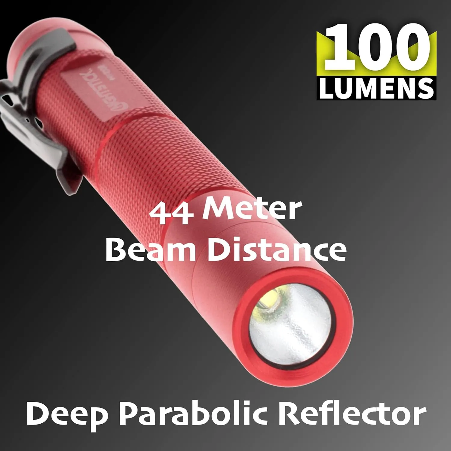 Nightstick MT-100R Mini-TAC Metal LED Flashlight - 2 AAA, 5.4 in (137mm), Red