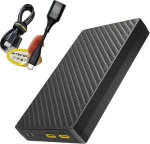 Nitecore NB20000 Gen 3 20000mAh Power Bank, Fast Charging QC PD Dual USB-C Ports Compatible with iPhone, Samsung Galaxy and Tablets with Lumentac USB Charging Cable
