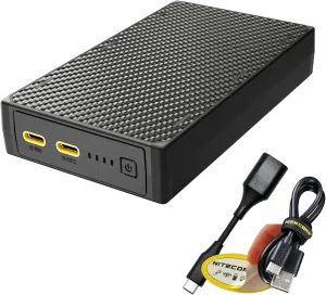 Nitecore NB20000 Gen 3 Power Bank, 20000mAh Fast Charging QC PD Compatible with iPhone, Samsung Galaxy and Tablets with Lumentac USB Charging Cable (Dual USB-C)