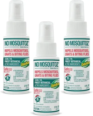 No Mosquitoz Botanical Bug Repellent, Effective for Gnat, Mosquito, and Biting Flies, Hand-Crafted and DEET-Free, Non-Greasy Formula, 2 Ounce Spray Bottle, 3-Pack