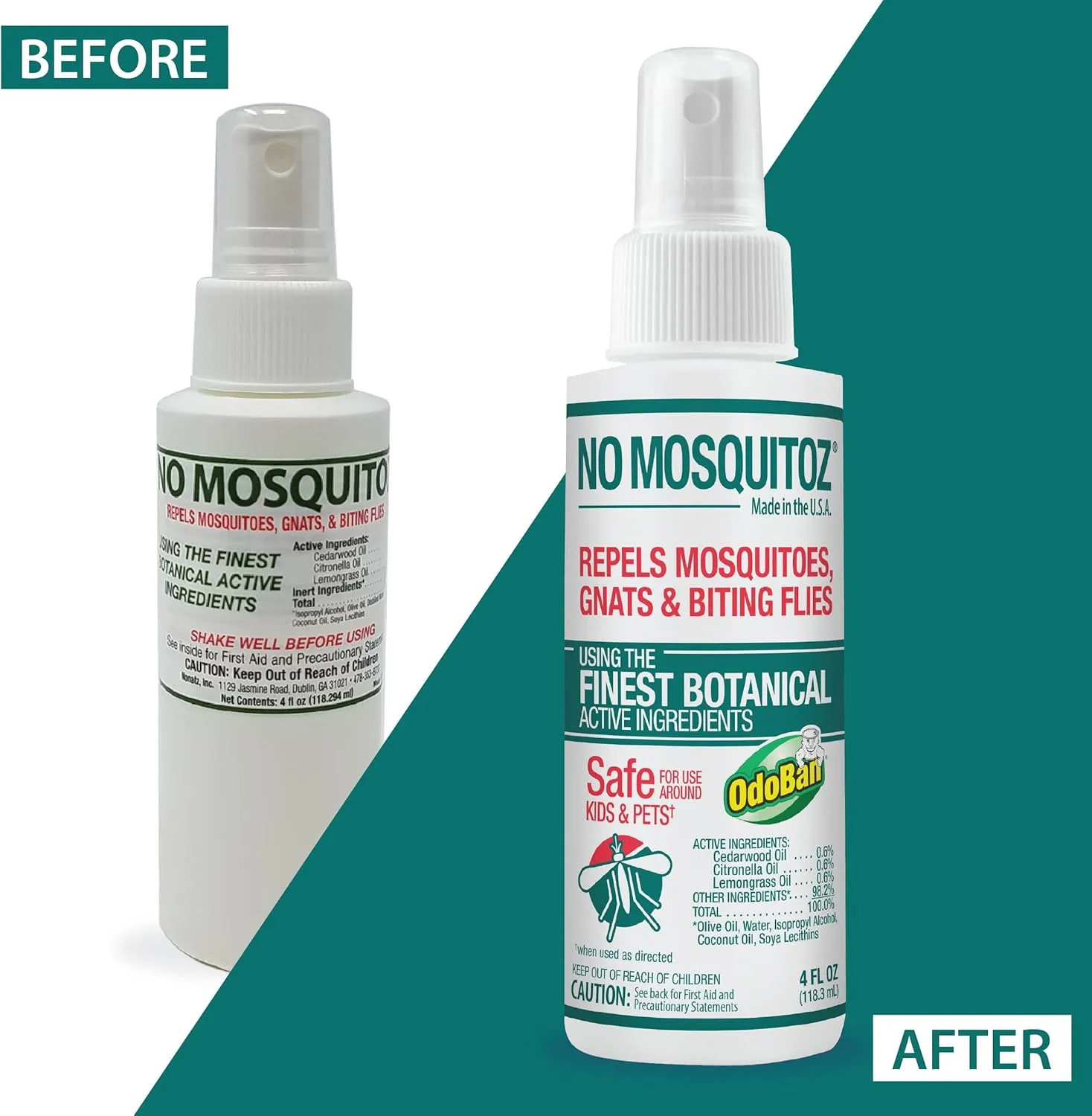 No Mosquitoz Botanical Bug Repellent, Effective for Gnat, Mosquito, and Biting Flies, Hand-Crafted and DEET-Free, Non-Greasy Formula, 2 Ounce Spray Bottle, 3-Pack