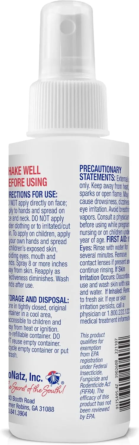 No Natz Botanical Bug Repellant, Effective for Gnat, Mosquito, and Biting Flies, Hand-Crafted and DEET-Free, Non-Greasy Formula, 4 Ounce Spray Bottle, 2-Pack