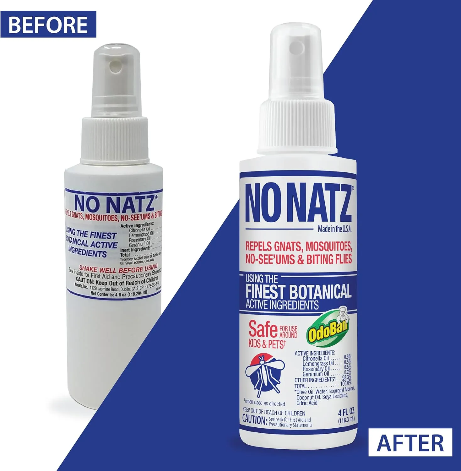 No Natz Botanical Bug Repellant, Effective for Gnat, Mosquito, and Biting Flies, Hand-Crafted and DEET-Free, Non-Greasy Formula, 4 Ounce Spray Bottle, 2-Pack