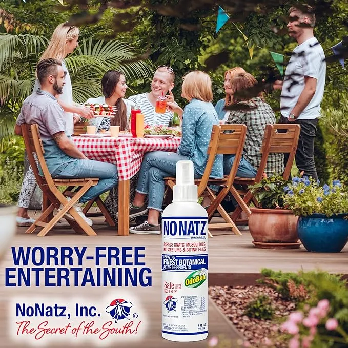 No Natz Botanical Bug Repellant, Effective for Gnat, Mosquito, and Biting Flies, Hand-Crafted and DEET-Free, Non-Greasy Formula, 8 Ounce Spray Bottle