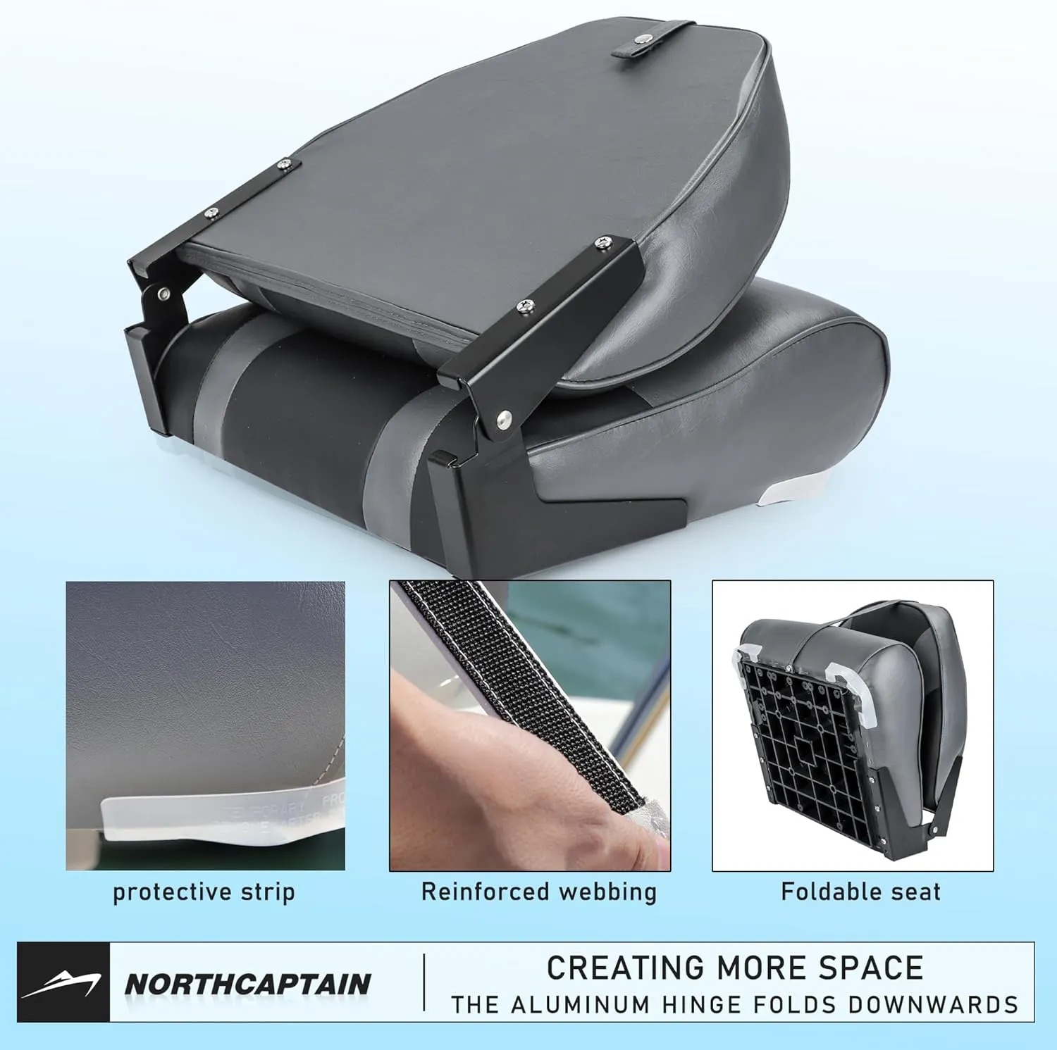 NORTHCAPTAIN Deluxe A Pair of Marine High Back Folding Fishing Boat Seat,Stainless Steel Screws Included