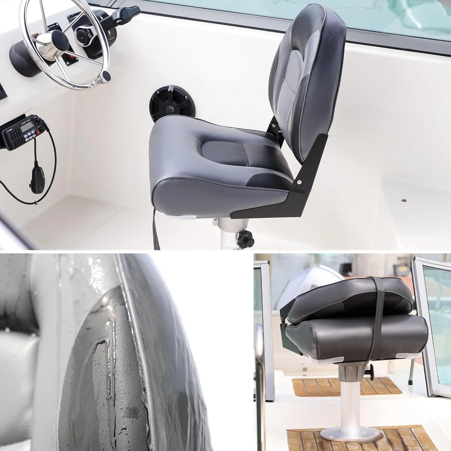 NORTHCAPTAIN Deluxe A Pair of Marine High Back Folding Fishing Boat Seat,Stainless Steel Screws Included