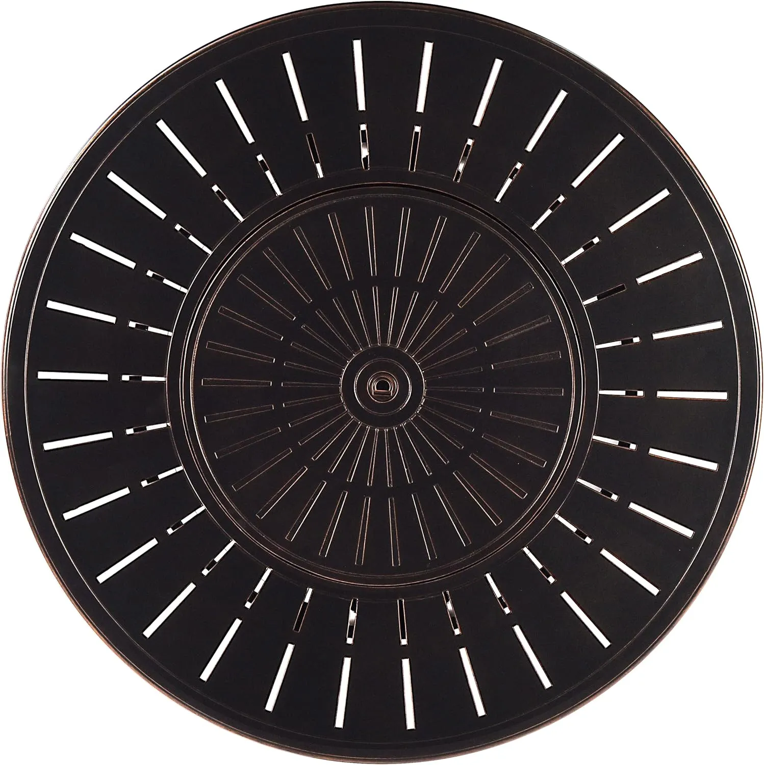 Oakland Living Aluminum 57,0000 BTU 44 in. Round Propane Black Fire Pit Table with Fire Beads, Lid, Propane Tank Cover and Table Fabric Covers in Copper Finish, (AZNOBU-FPT-AC)
