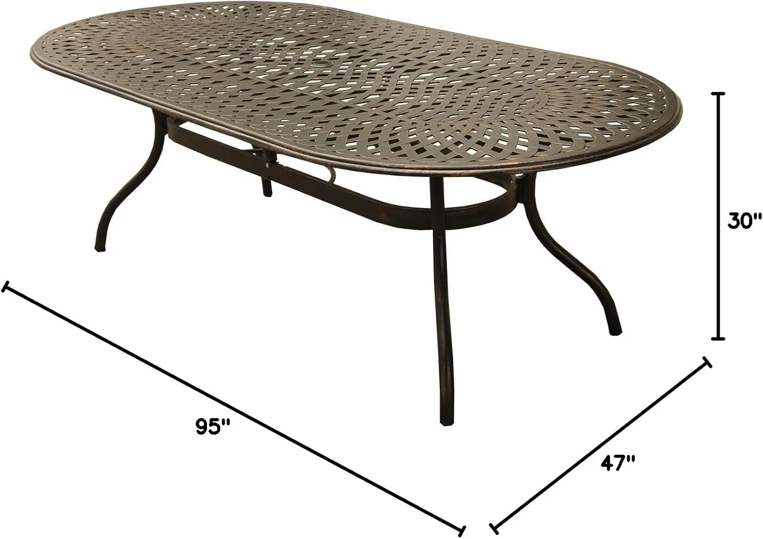 Oakland Living Outdoor Aluminum 95" Oval Table, Bronze