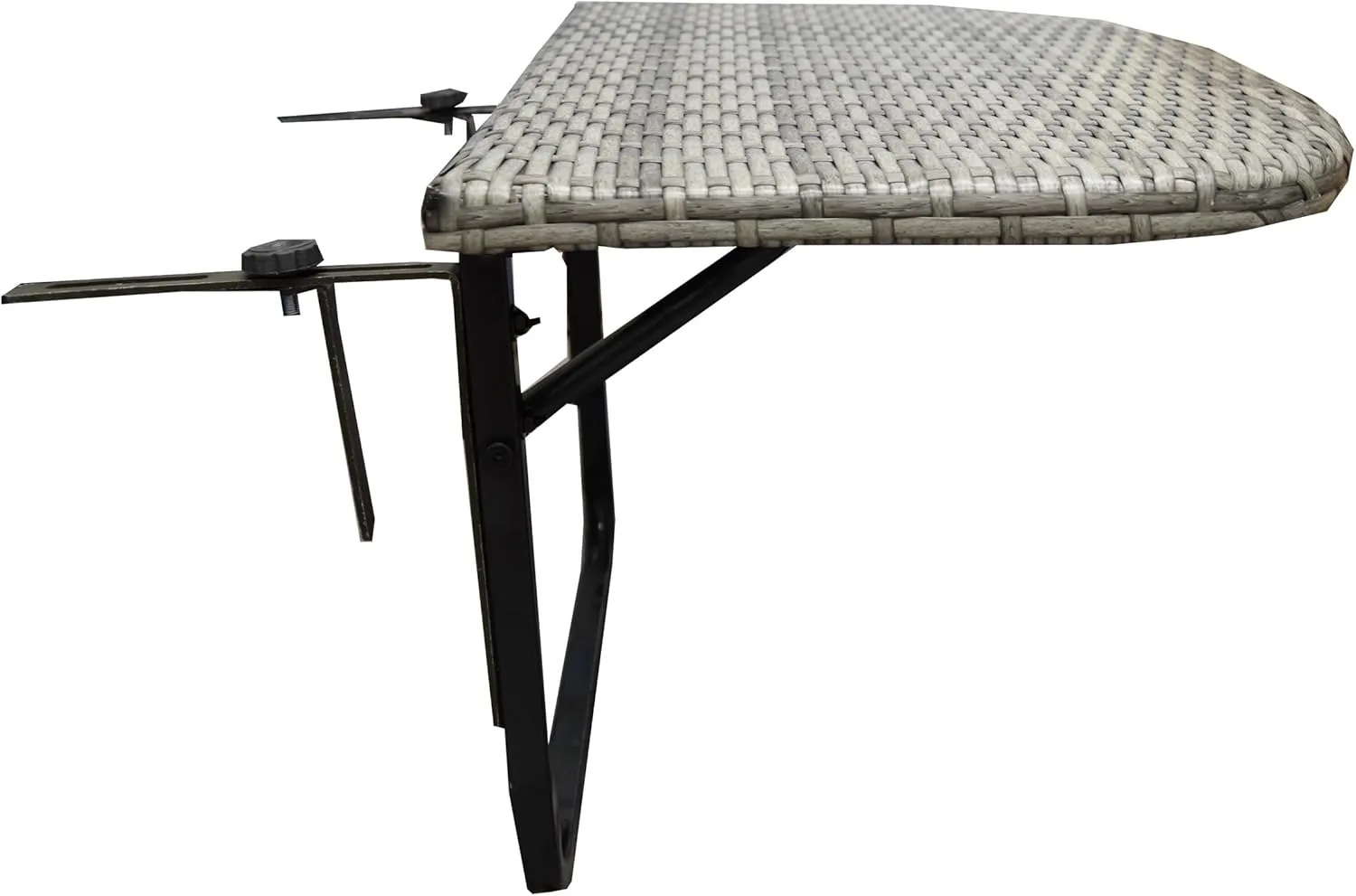 Oakland Living Tan Indoor and Outdoor Foldable Wicker Balcony Table with Metal Frame and Adjustable Clamps