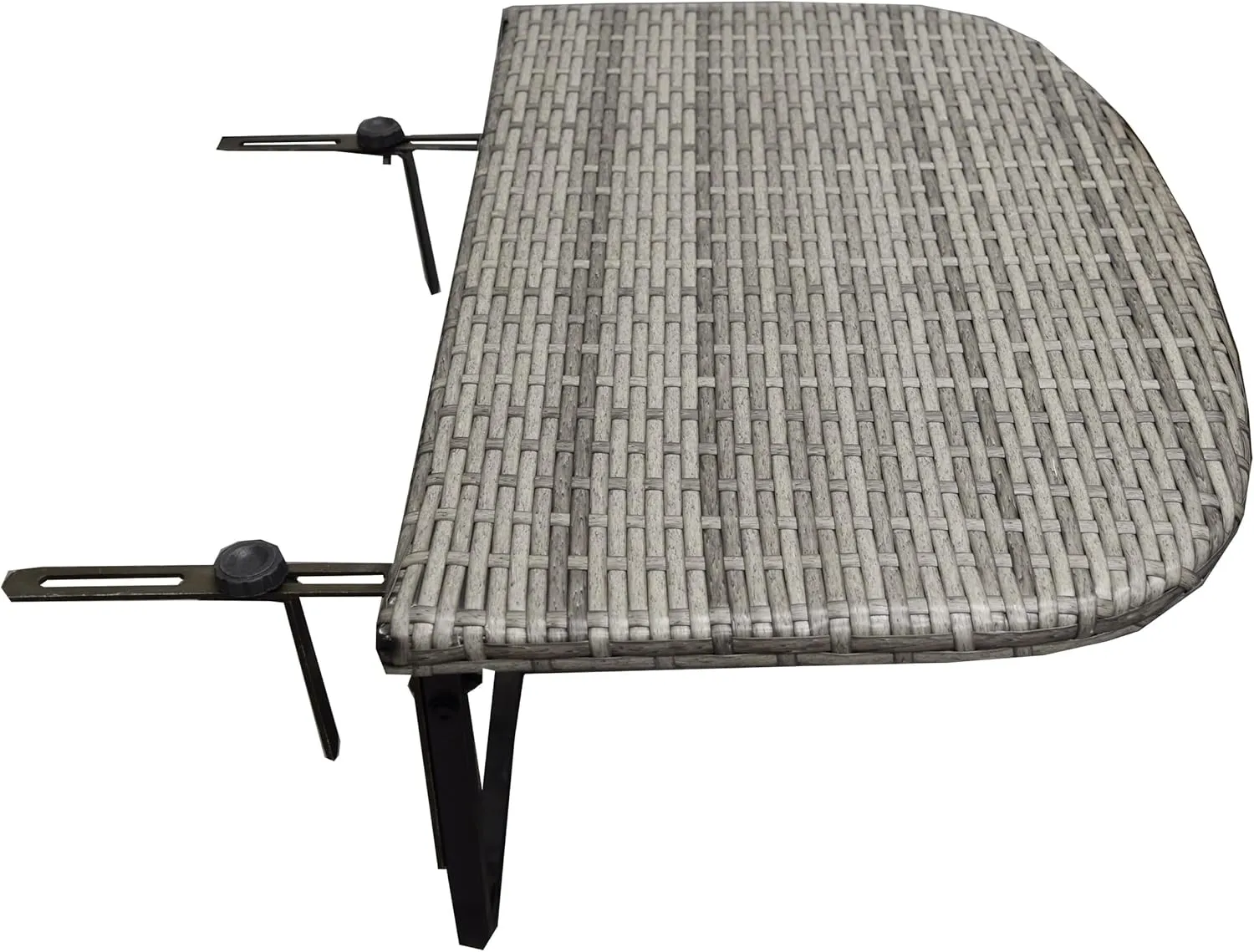 Oakland Living Tan Indoor and Outdoor Foldable Wicker Balcony Table with Metal Frame and Adjustable Clamps