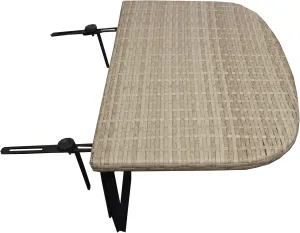 Oakland Living Tan Indoor and Outdoor Foldable Wicker Balcony Table with Metal Frame and Adjustable Clamps
