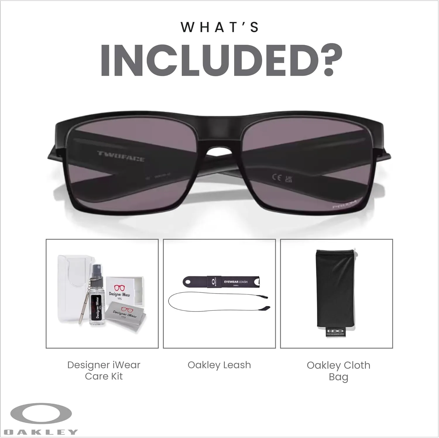 Oakley Twoface OO9189 Square Sunglasses For Men  BUNDLE Leash   BUNDLE with Designer iWear Eyewear Kit